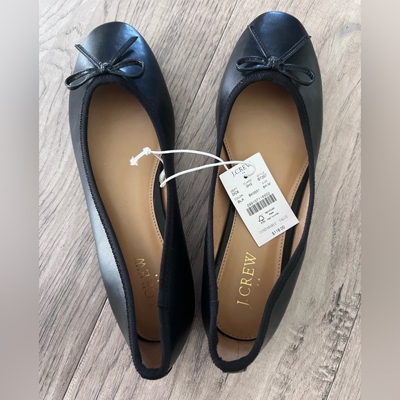 J CREW NWT $118 Classic Ballet Flats in Black Leather Size 8.5 - Picture 2 of 6